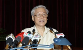 Tổng Bí thư Nguyễn Phú Trọng phát biểu tại Hội nghị ngày 28/5. Ảnh: Trí Dũng.