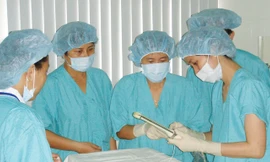 Bác sĩ Lan (bìa trái) chuẩn bị thực hiện thụ tinh ống nghiệm.