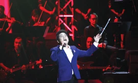 Trọng Tấn hát “Nơi đảo xa” trong chương trình riêng năm 2014. Ảnh: Nguyễn Mạnh Hà.