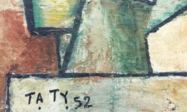 Chữ ký giả còn rất mới trên nền tranh cũ.