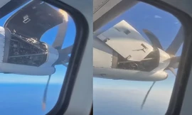 Nắp động cơ máy bay ATR 72 bị bẻ cong, bung bật giữa trời