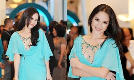 Á hậu Ngọc Oanh đẹp gợi cảm với đầm xẻ ngực