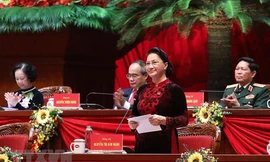 Chủ tịch Quốc hội Nguyễn Thị Kim Ngân cảm ơn các tổ chức và bạn bè quốc tế đã dành cho Đảng Cộng sản Việt Nam và nhân dân Việt Nam. (Ảnh: TTXVN)