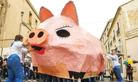 Lễ rước lợn Hồng ở Poussan Pháp 