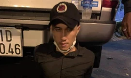 Nghi phạm Trương Tín khi bị bắt. Ảnh: CA 