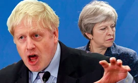 Thủ tướng Anh Theresa May và cựu ngoại trưởng Boris Johnson. Ảnh:Guardian