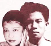 Vợ chồng Nguyễn Bính trước khi ông tập kết ra Bắc (1954) để vợ lại miền Nam 