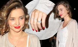 Miranda Kerr xuất hiện cực quyến rũ với nhẫn đính hôn kim cương