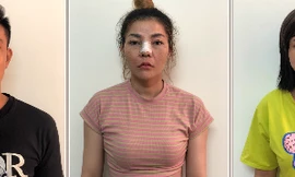 Các đối tượng Dũng, Phương và Hiền tại cơ quan công an.