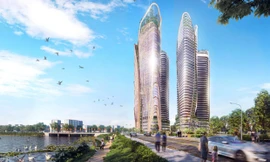 Phối cảnh tòa tháp đôi 40 tầng, thay thế chợ Sắt ở Hải Phòng.