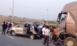 Hiện trường vụ lùi xe trên cao tốc Thái Nguyên.