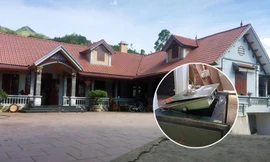 Ngôi nhà nơi mẹ, vợ và con ông trùm Tuân ở quê huyện Thạch Thất (Hà Nội) và chiếc két sắt tại hiện trường ở Lóng Luông