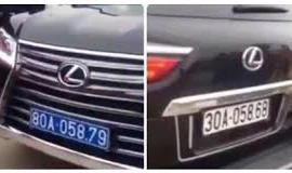 Hình ảnh chiếc Lexus mang hai biển xanh và trắng tại chùa Tam Chúc.