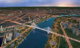 Phối cảnh dự án cầu Nguyễn Trãi và đô thị vùng phụ cận sau khi hoàn thành. 