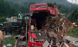 Cận cảnh hiện trươờng vụ tai nạn.