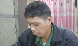 Đối tượng Triệu Văn Huynh tại cơ quan công an.