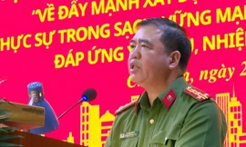 Đại tá Lê Văn Thoan thời điểm giữ chức Trưởng Công an TP Chí Linh. Ảnh: CAHD