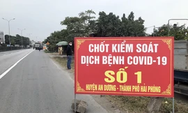 Chốt kiểm soát COVID-19 tại huyện An Dương, TP Hải Phòng.