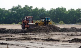 Bãi bồi ven sông Lạch Tray (TP Hải Phòng), nơi diễn ra hoạt động san lấp trái phép.