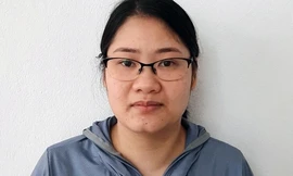 Đối tượng Trần Thị Thu Giang tại cơ quan công an.