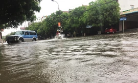 Mưa lớn trong đêm, đường TP Hà Tĩnh 'biến' thành sông 