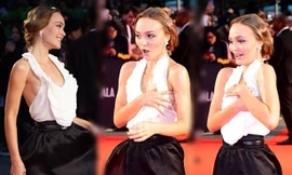 Mặc táo bạo, con gái Johnny Depp ngượng ngùng bối rối che ngực