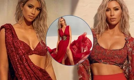 Kim Kardashian thân hình rực lửa trong loạt đầm đỏ
