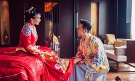 Vợ chồng Chung Lệ Đề nồng nàn trong ngày cưới