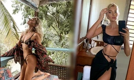 'Búp bê Thụy Điển' Elsa Hosk mặc nội y khoe eo 58cm nhỏ xíu khó tin