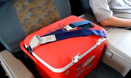 Quả tim hiến tặng từ người thanh niên được vận chuyển bằng đường hàng không từ Hà Nội vào Huế. Ảnh: BSCC. 