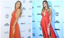 Bạn gái tài tử Titanic đẹp hút hồn với váy xẻ cao