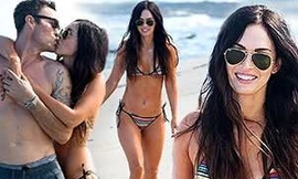 Mỹ nhân ‘Transformers’ Megan Fox diện bikini, quấn quýt bên chồng