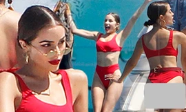 Hoa hậu Hoàn vũ 2012 Olivia Culpo mải mê tạo dáng với bikini đỏ rực