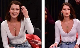 Bella Hadid diện áo cổ trễ gợi cảm hút mọi ánh nhìn