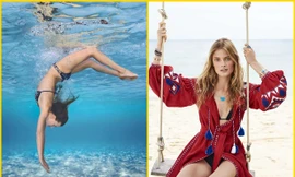 Người đẹp Pháp tạo dáng yoga tuyệt đẹp giữa biển xanh