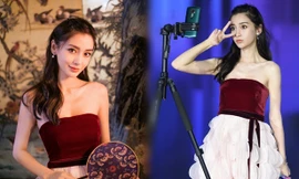 Người đẹp lai Angelababy trẻ xinh như công chúa với váy vai trần