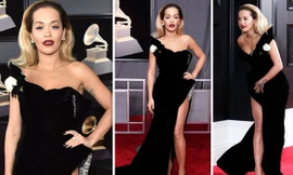 Rita Ora diện váy siêu xẻ quyến rũ hút hồn trên thảm đỏ Grammy