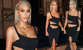 Kim Kardashian mê hoặc với đầm ôm sát cắt xẻ táo bạo