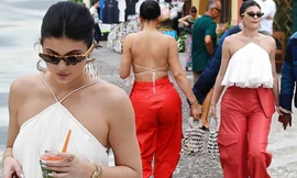 Nàng út tỉ phú nhà Kardashian áo yếm lưng trần hút mọi ánh nhìn ở Ý