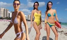 Nàng mẫu Brazil diện bikini quyến rũ từng centimet trên biển