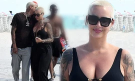 Vũ nữ thoát y Amber Rose tình tứ bạn trai mới ở Miami