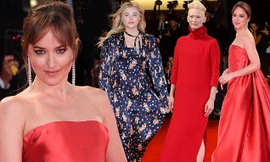Mỹ nhân ’50 sắc thái’ đầm đỏ cúp ngực nổi nhất thảm đỏ LHP Venice