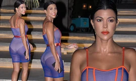 Kourtney Kardashian siêu quyến rũ với áo tắm–váy xuyên thấu 2 trong 1