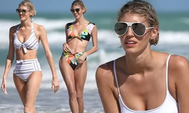 Hậu trường chụp áo tắm nóng bỏng của người đẹp Mỹ cao 1m80