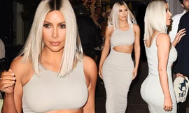 Kim Kardashian diện đầm ôm cắt xẻ khoe dáng đồng hồ cát