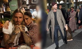 Bà Becks tình tứ ôm chồng ở Paris