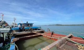 Cảnh sát biển bắt quả tang tàu đang hút cát trái phép 