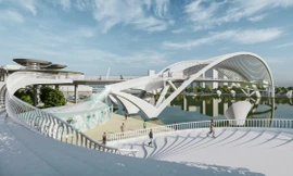 Cầu đi bộ hình lá dừa vượt sông Sài Gòn được xây dựng bằng nguồn vốn tài trợ 