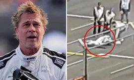 Hình ảnh Brad Pitt nằm bất động trên đường đua F1