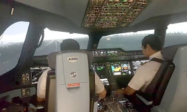 Bên trong buồn lái giả định máy bay A350 của Vietnam Airlines.